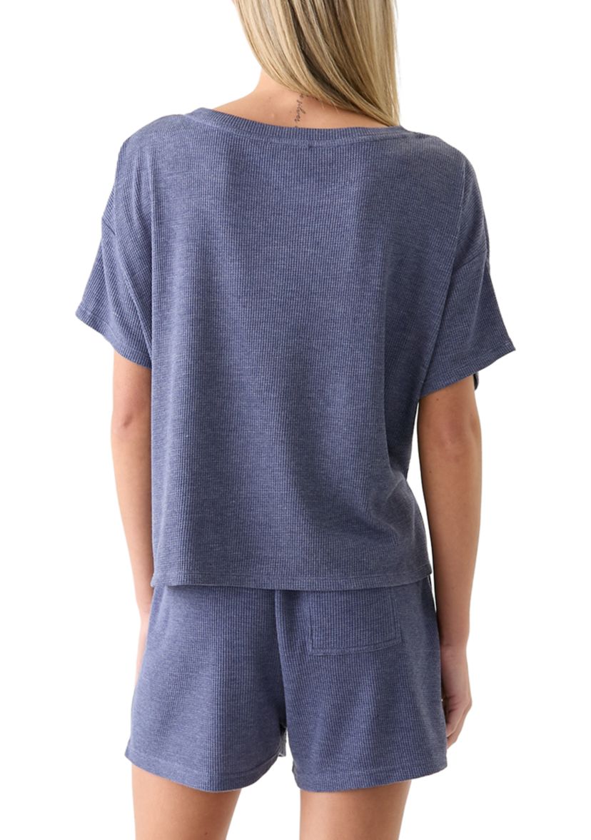 Womens Soft Thermal Knit Boat Neck Top