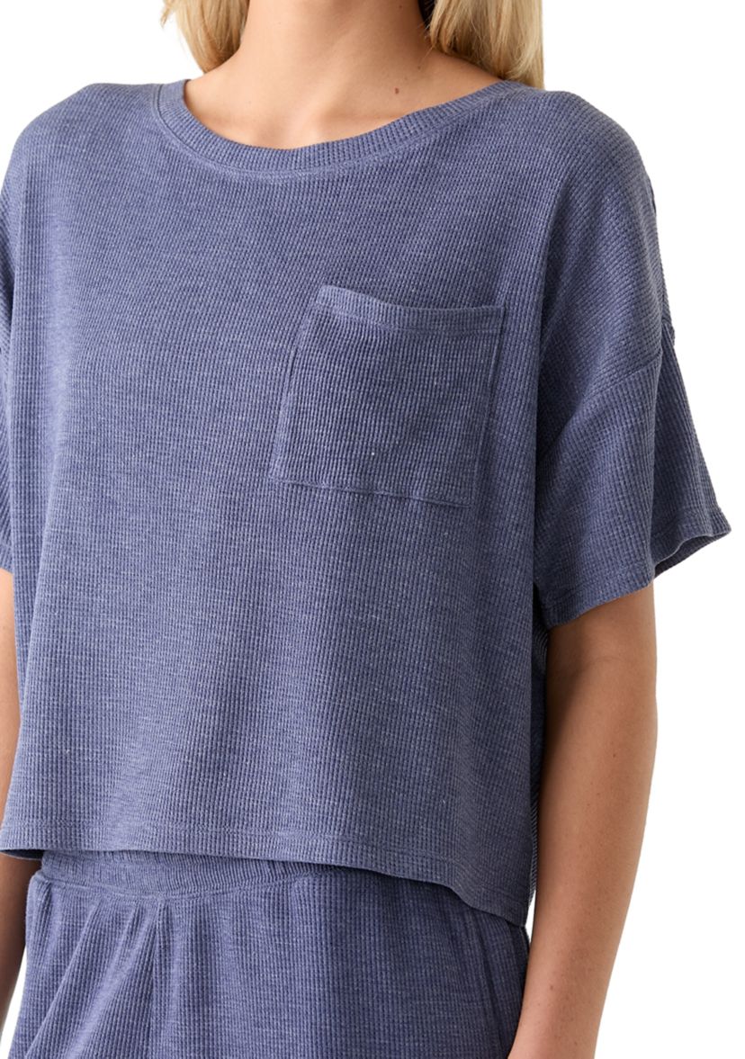 Womens Soft Thermal Knit Boat Neck Top