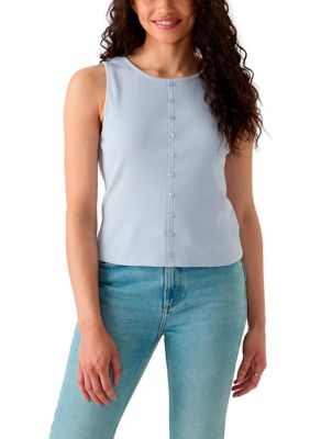 OLIVE + OAK Women's Button Up Tank Top, XS