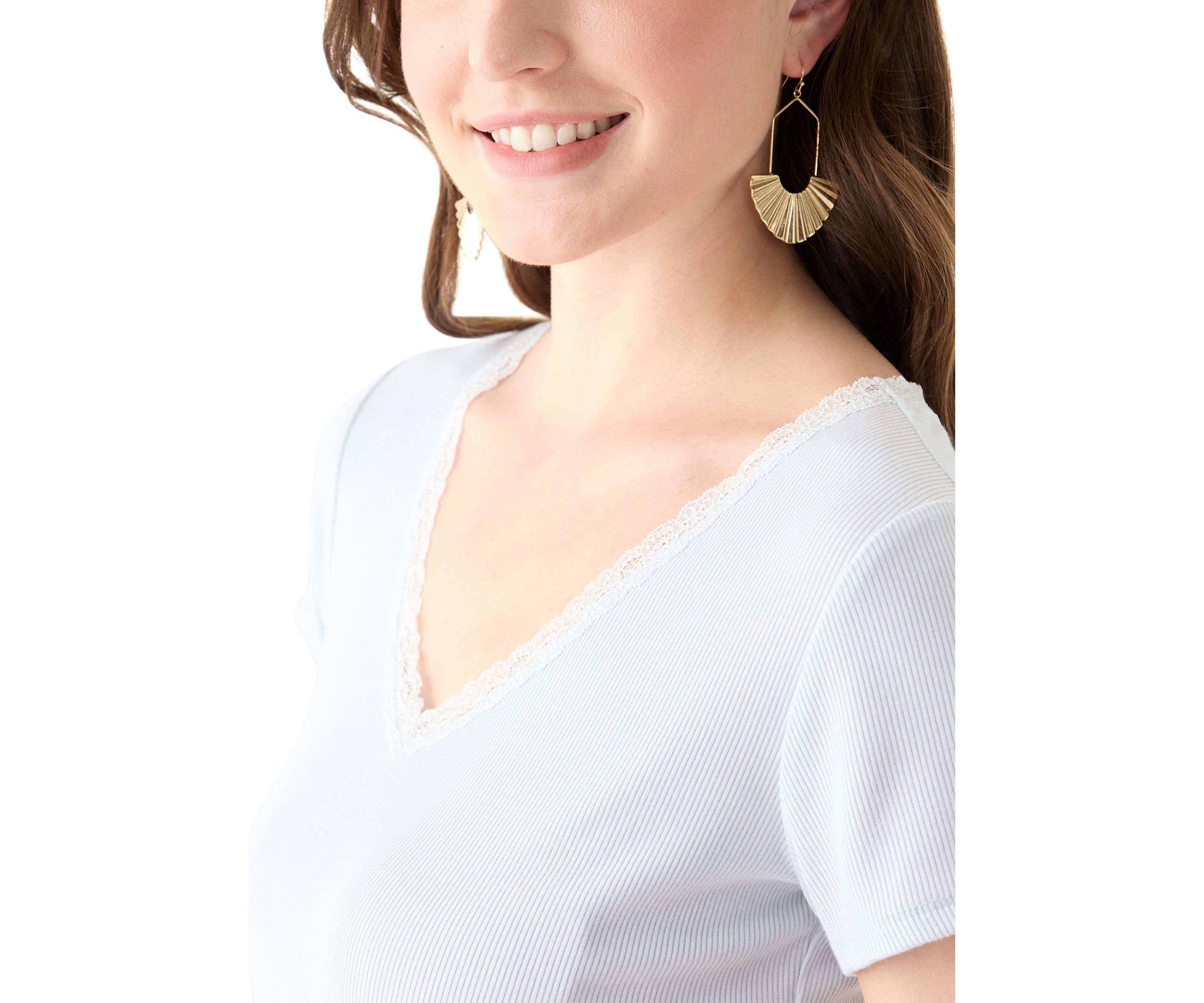 Womens T-Shirt with Lace Trim 