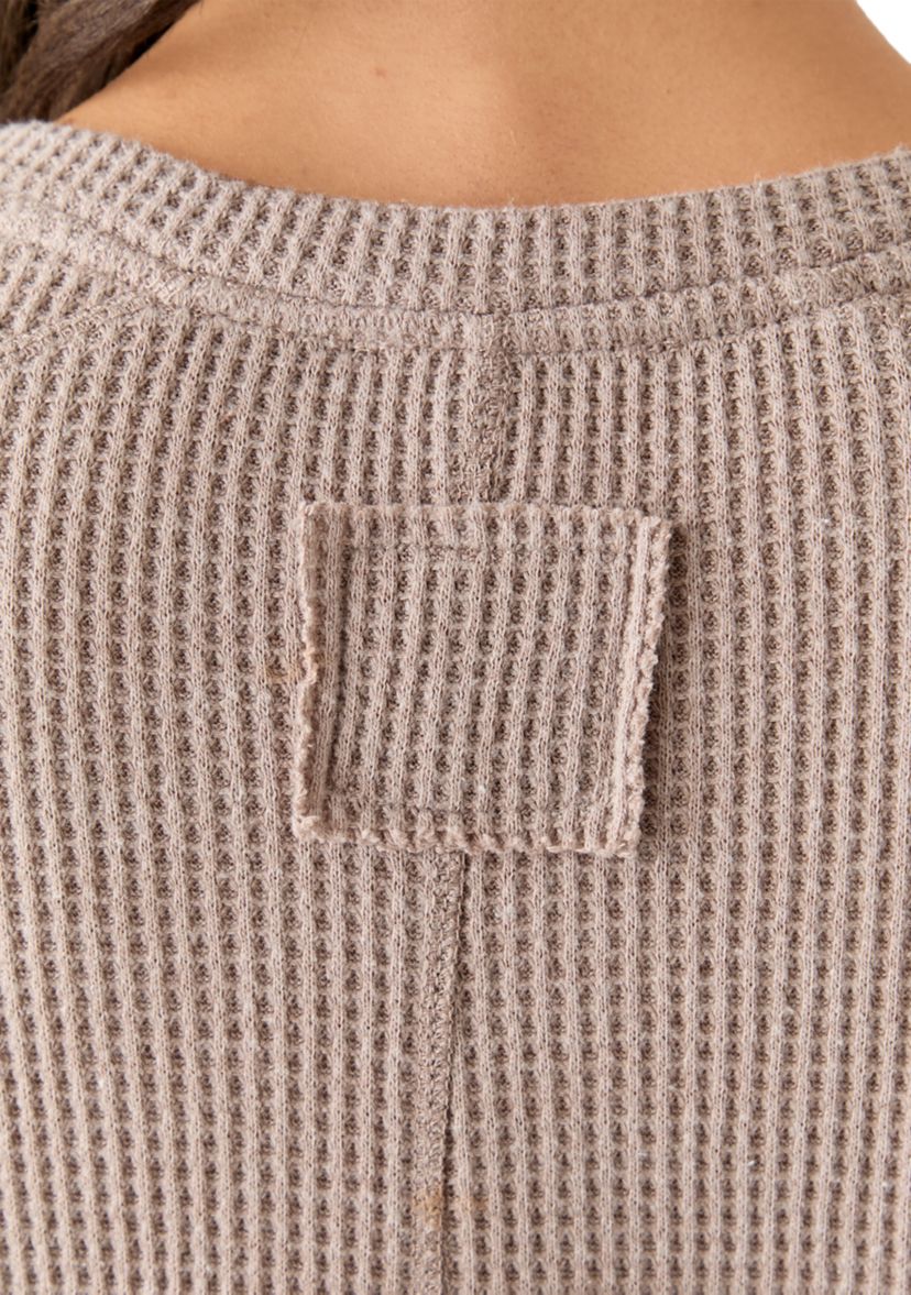 Womens Short Sleeve Waffle Knit V-Neck T-Shirt