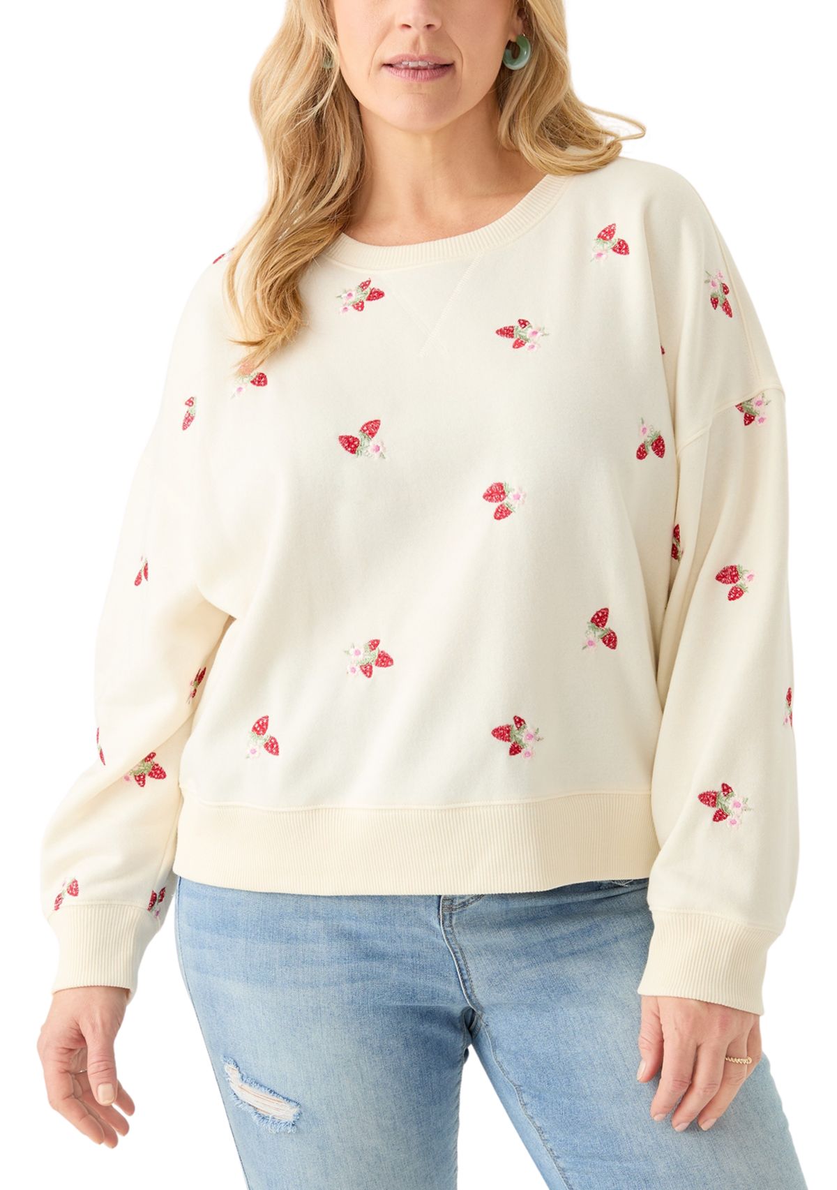 Plus Size Embroidered Fleece Sweatshirt