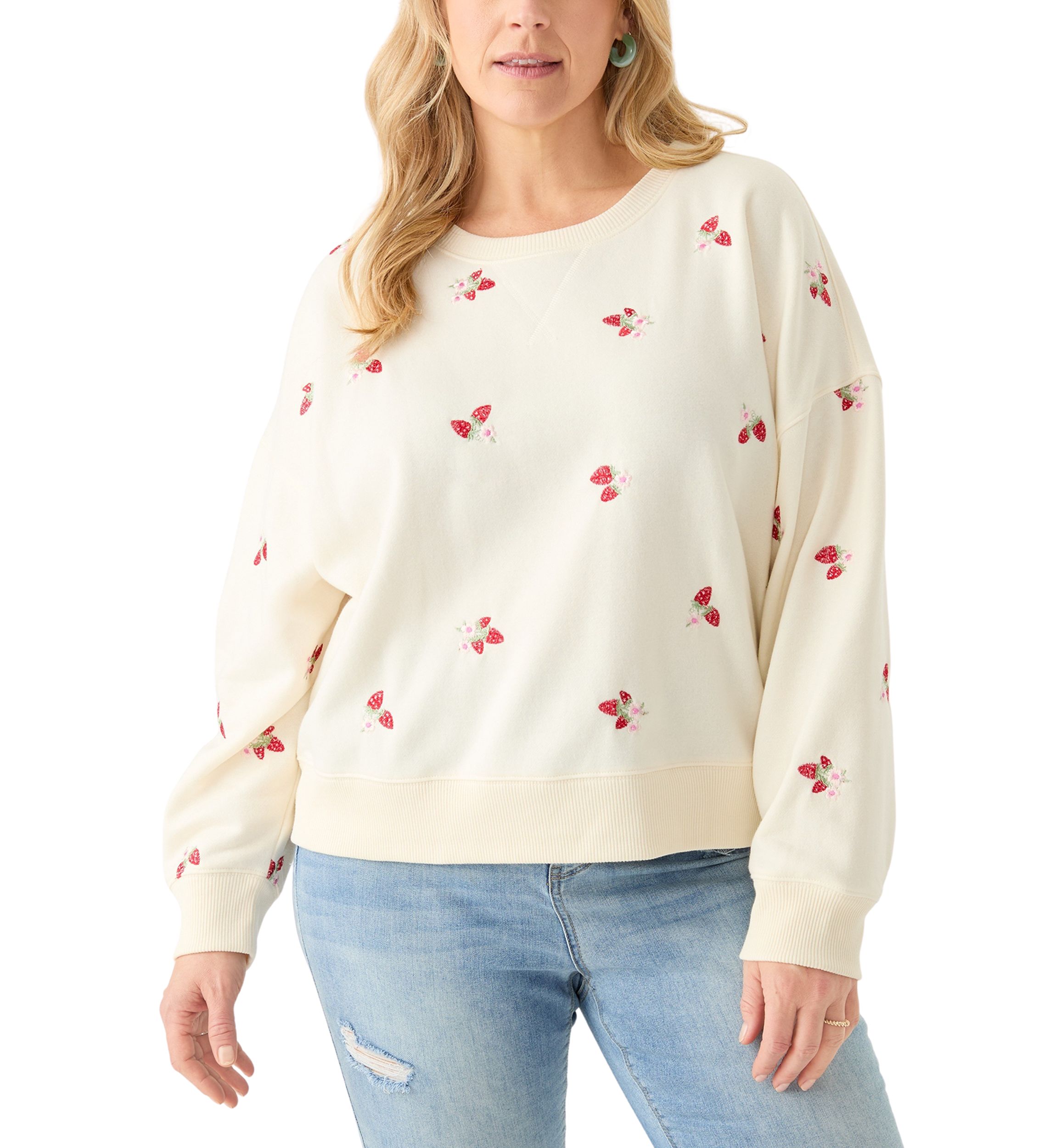 Plus Size Embroidered Fleece Sweatshirt
