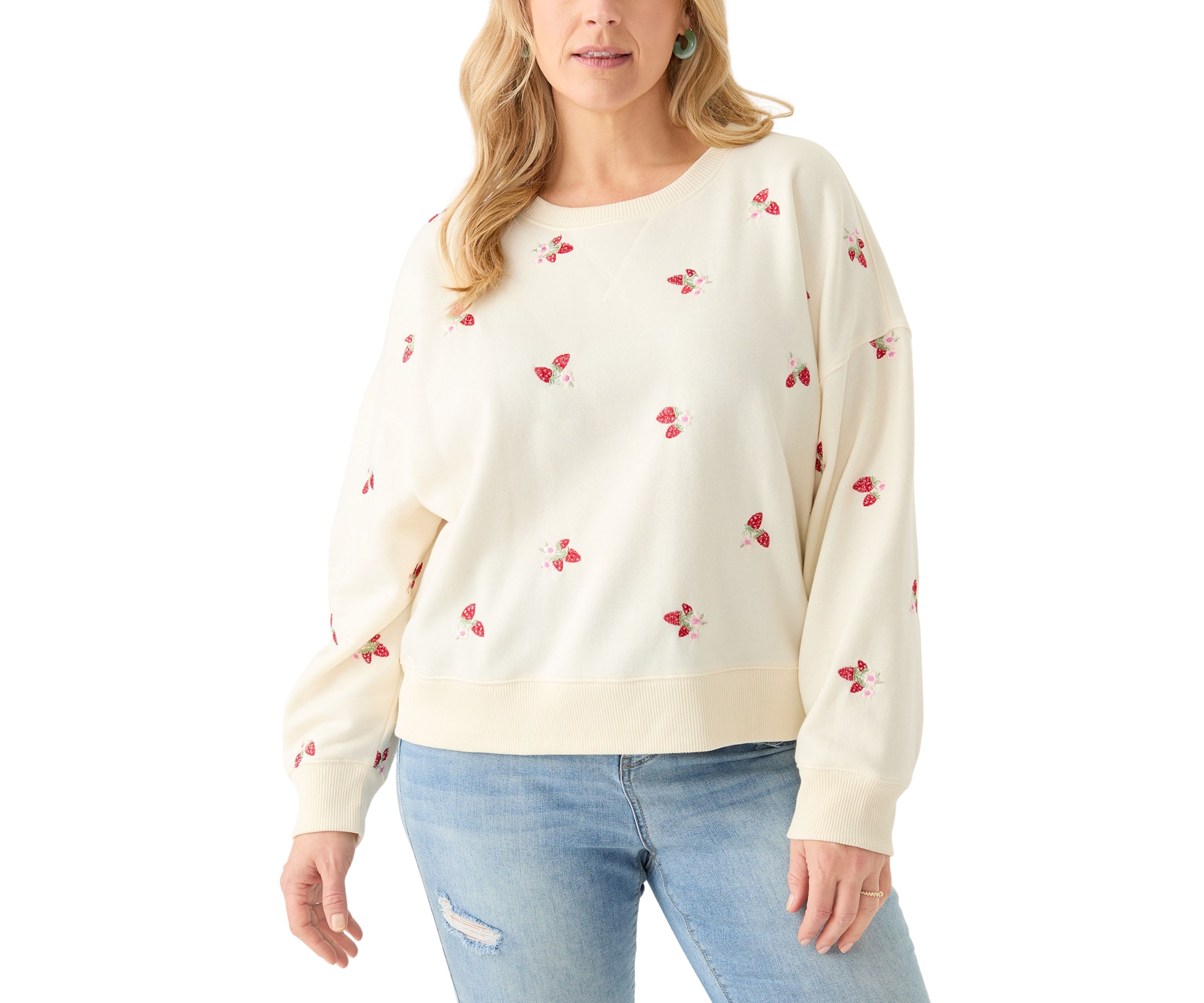 Plus Size Embroidered Fleece Sweatshirt