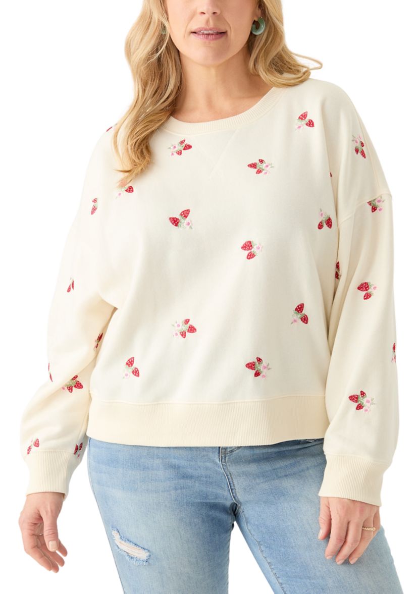 Plus Size Embroidered Fleece Sweatshirt