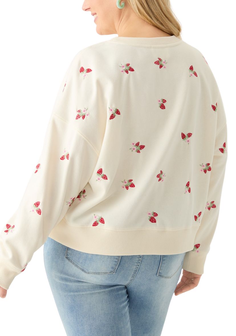Plus Size Embroidered Fleece Sweatshirt