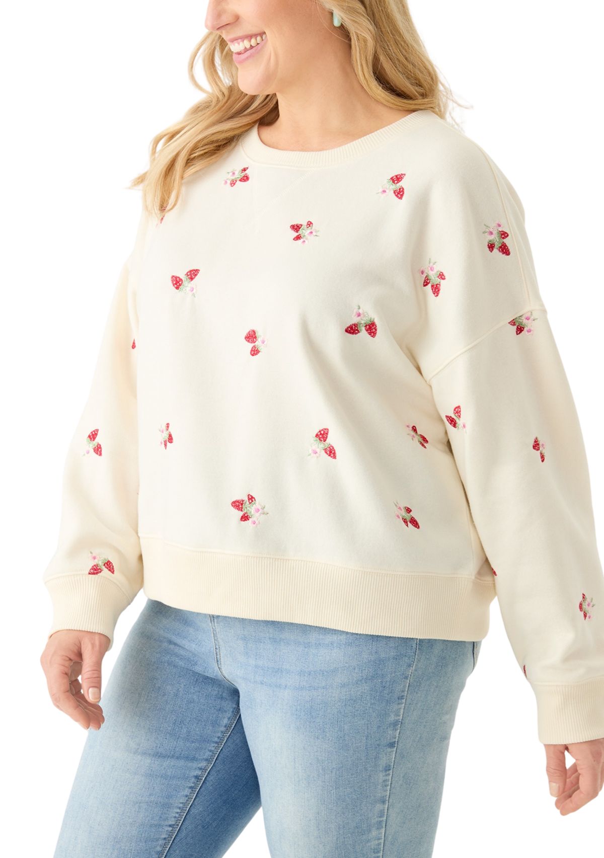 Plus Size Embroidered Fleece Sweatshirt