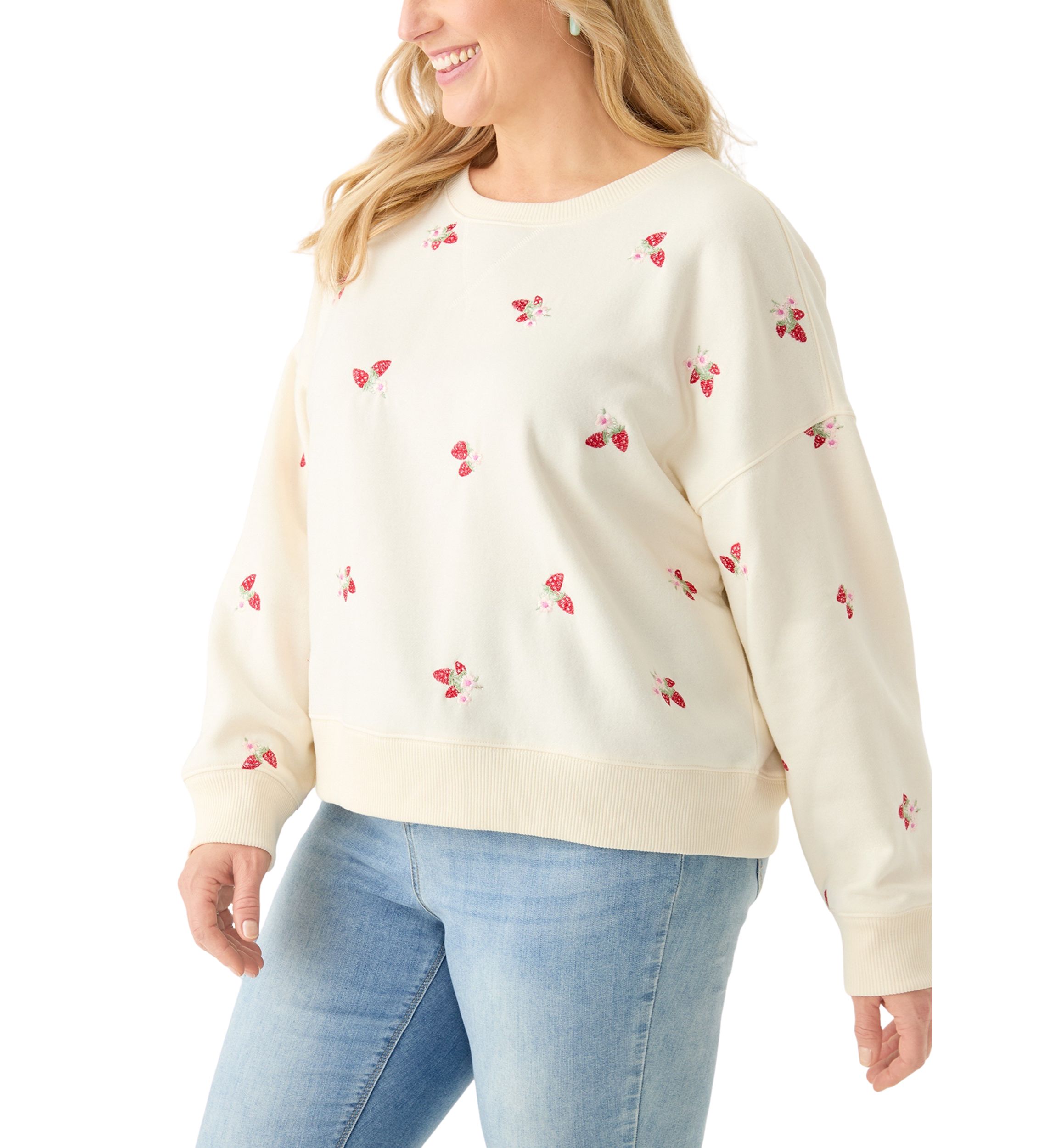 Plus Size Embroidered Fleece Sweatshirt