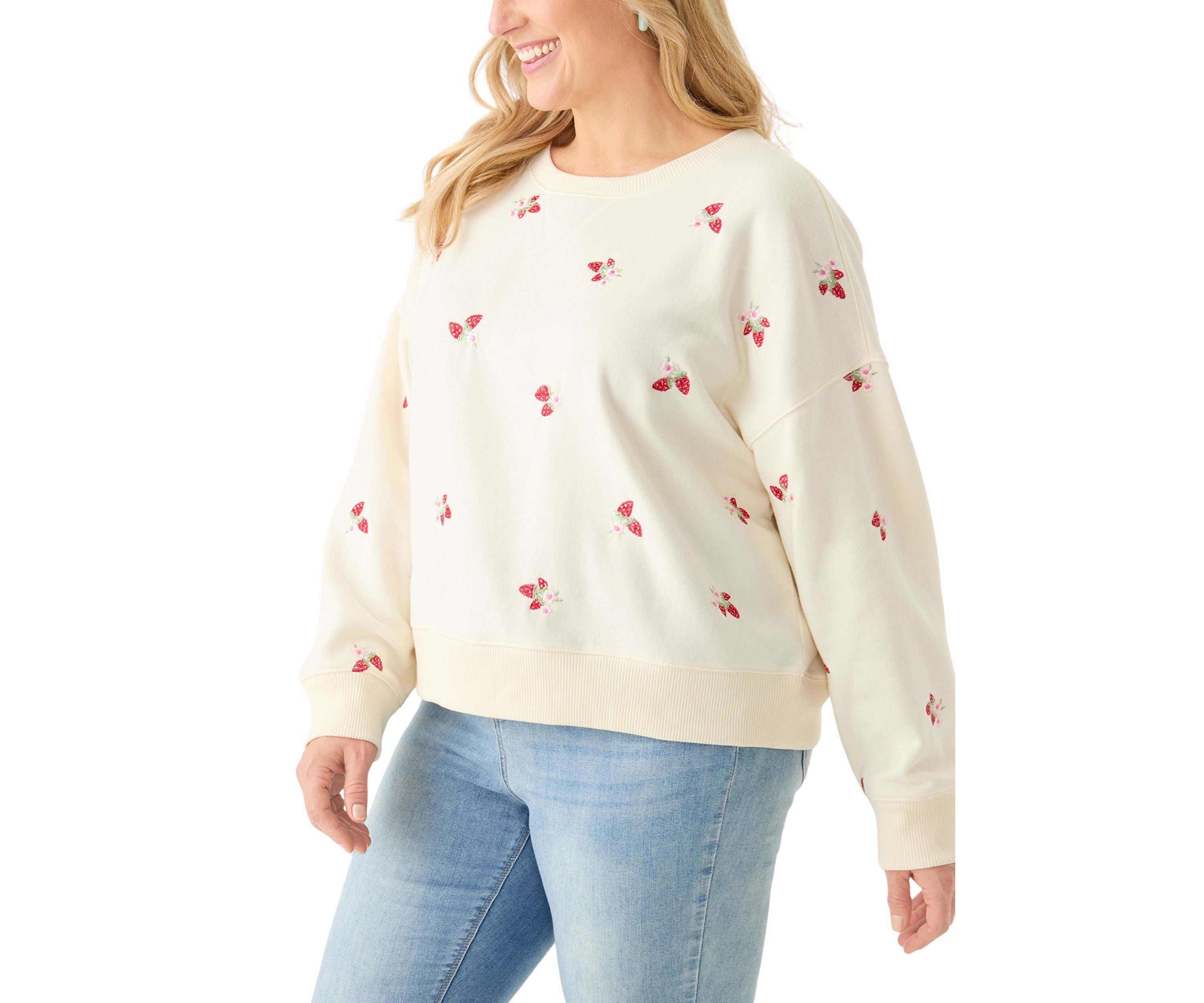 Plus Size Embroidered Fleece Sweatshirt