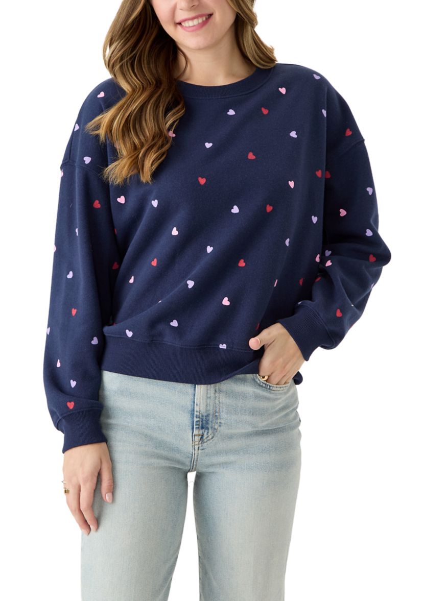 Womens Multi Heart Crew Sweatshirt 