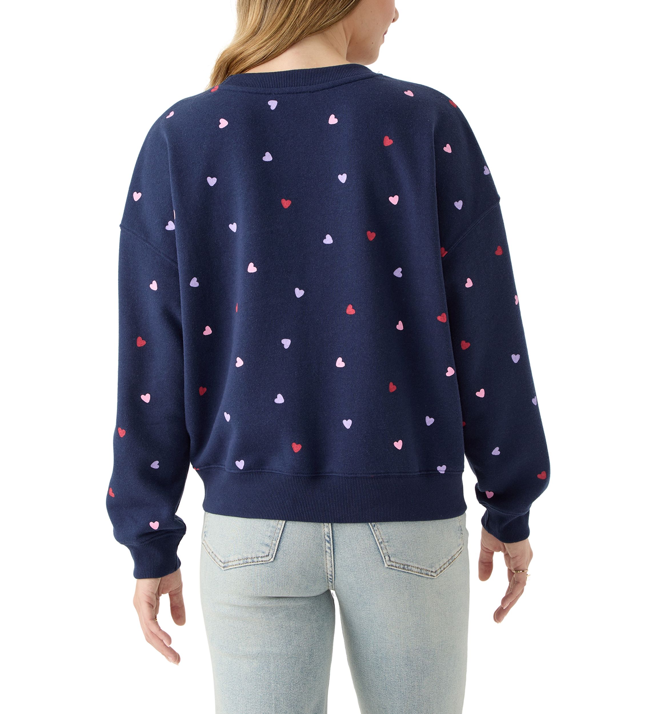 Womens Multi Heart Crew Sweatshirt 