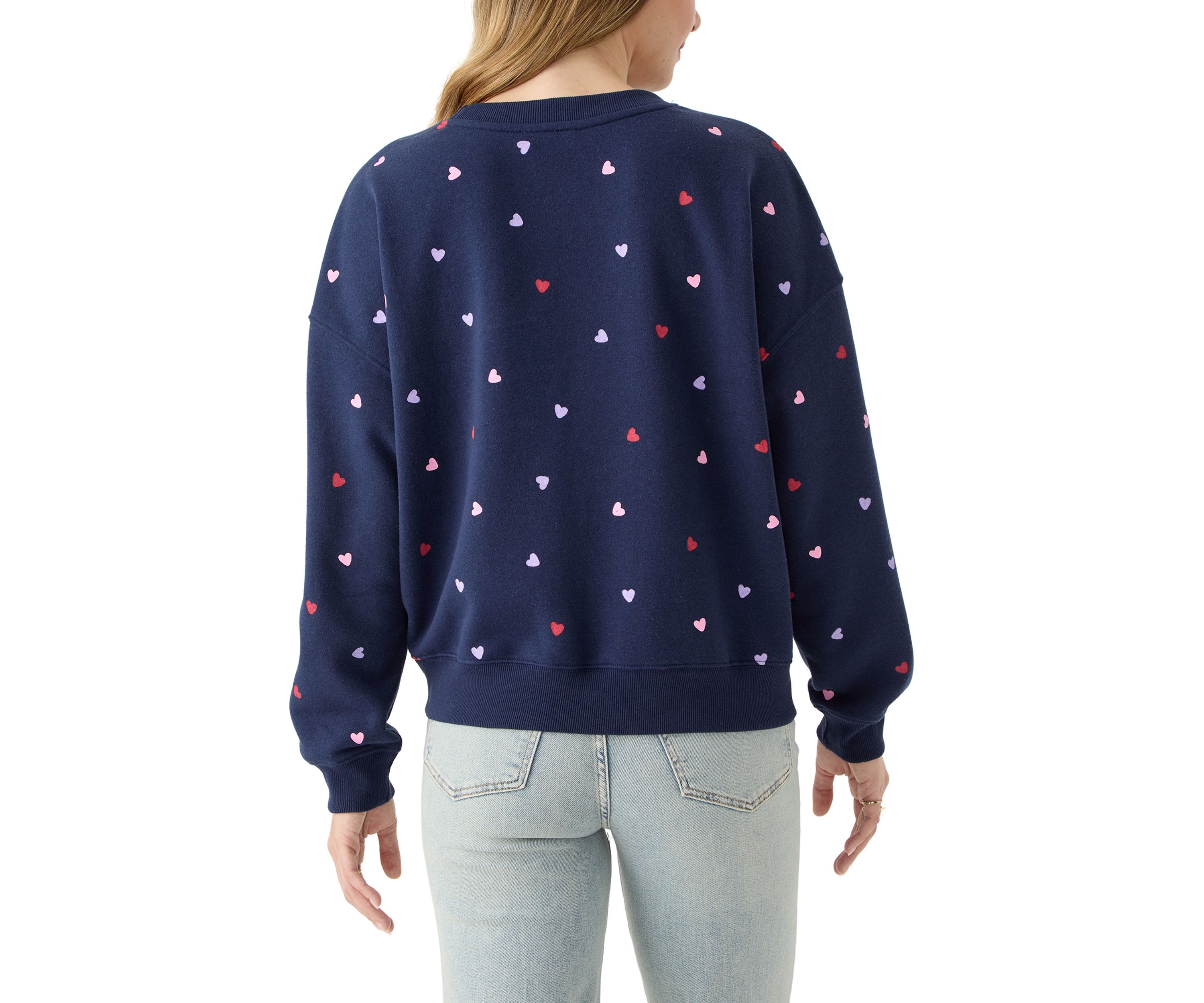 Womens Multi Heart Crew Sweatshirt 