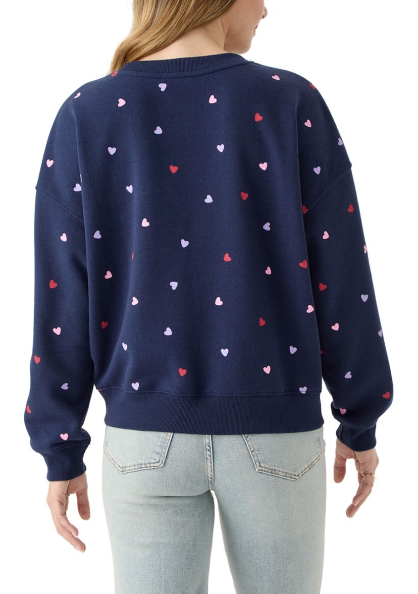 Womens Multi Heart Crew Sweatshirt 
