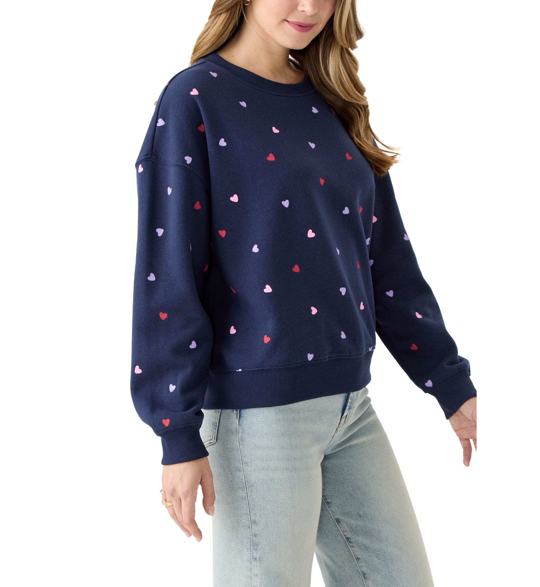 Womens Multi Heart Crew Sweatshirt 