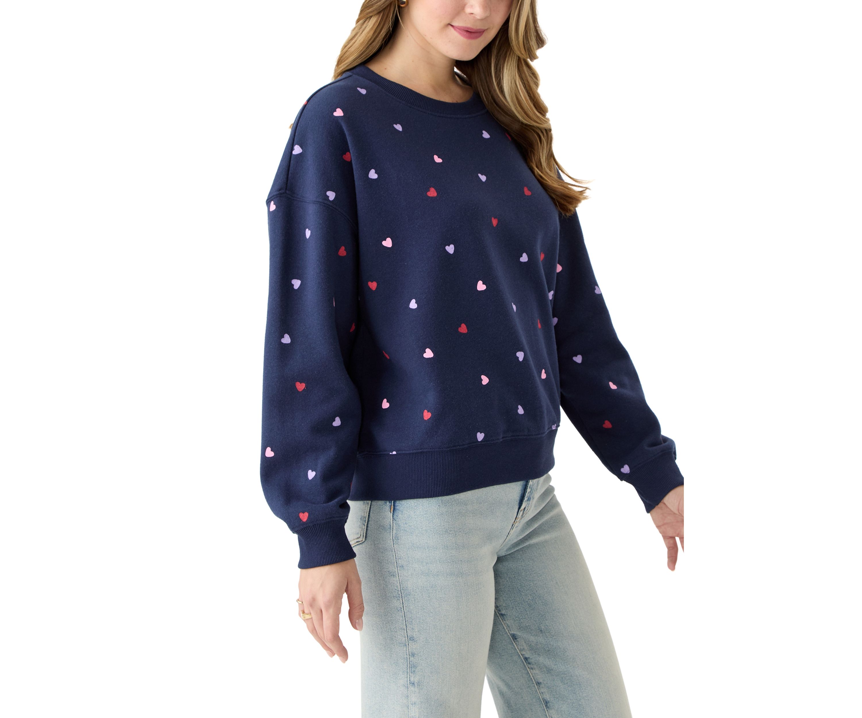 Womens Multi Heart Crew Sweatshirt 
