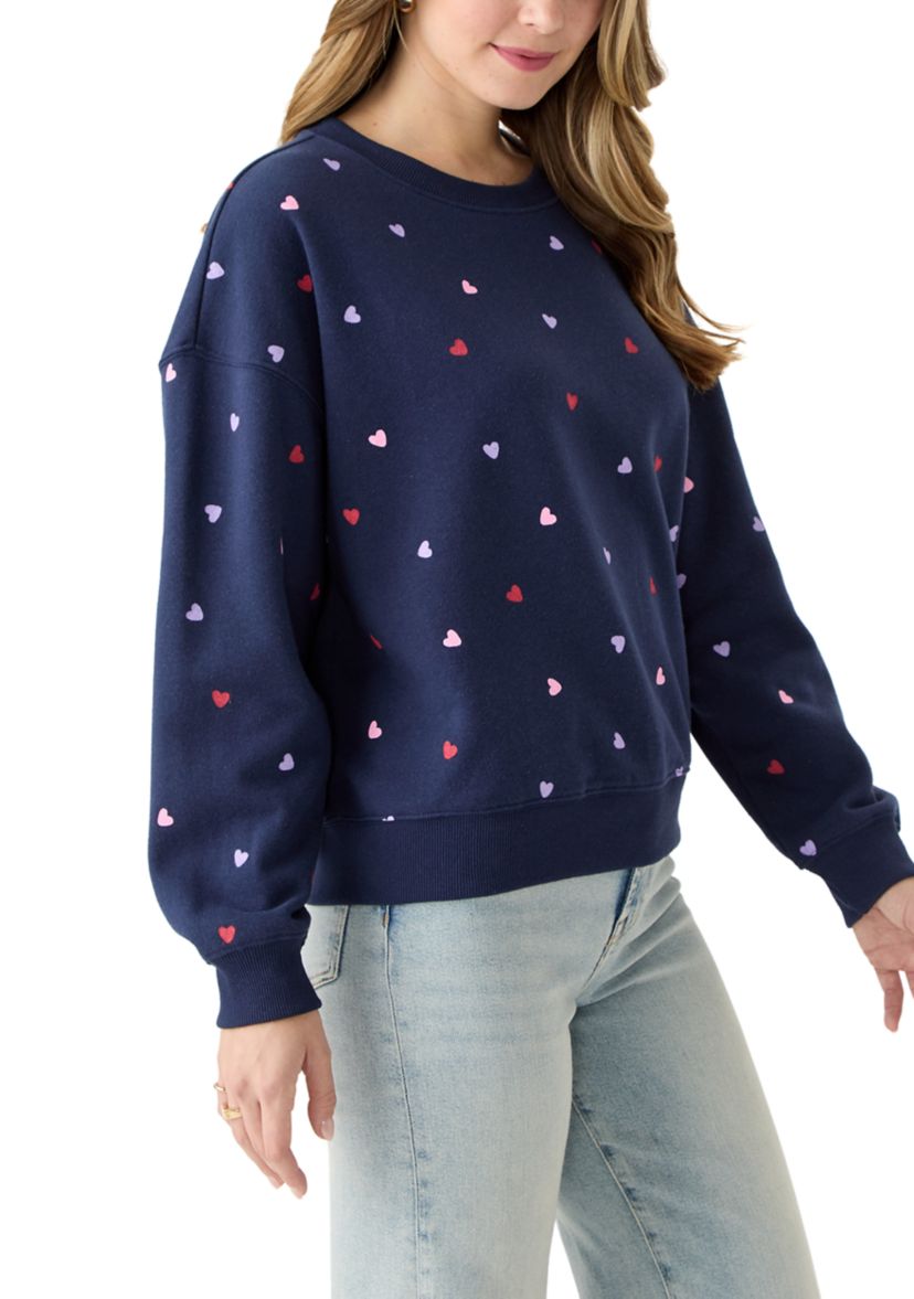 Womens Multi Heart Crew Sweatshirt 