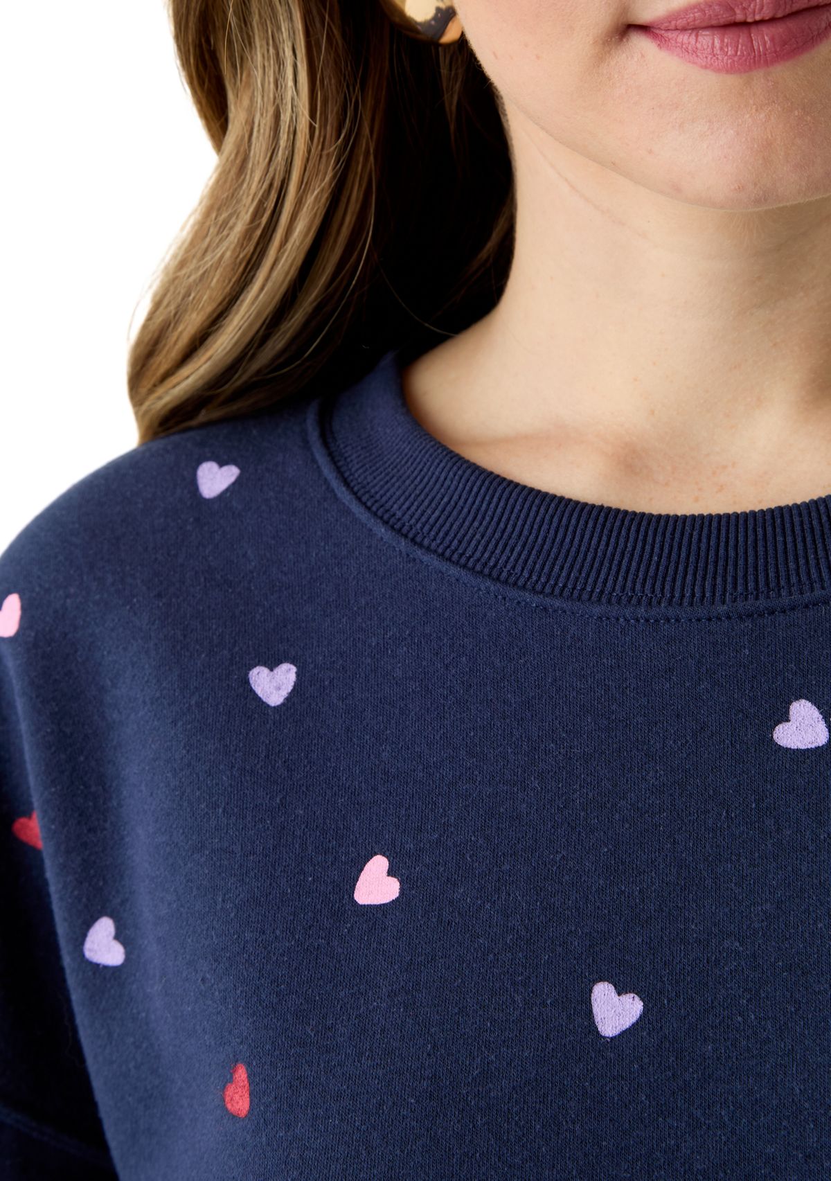 Womens Multi Heart Crew Sweatshirt 