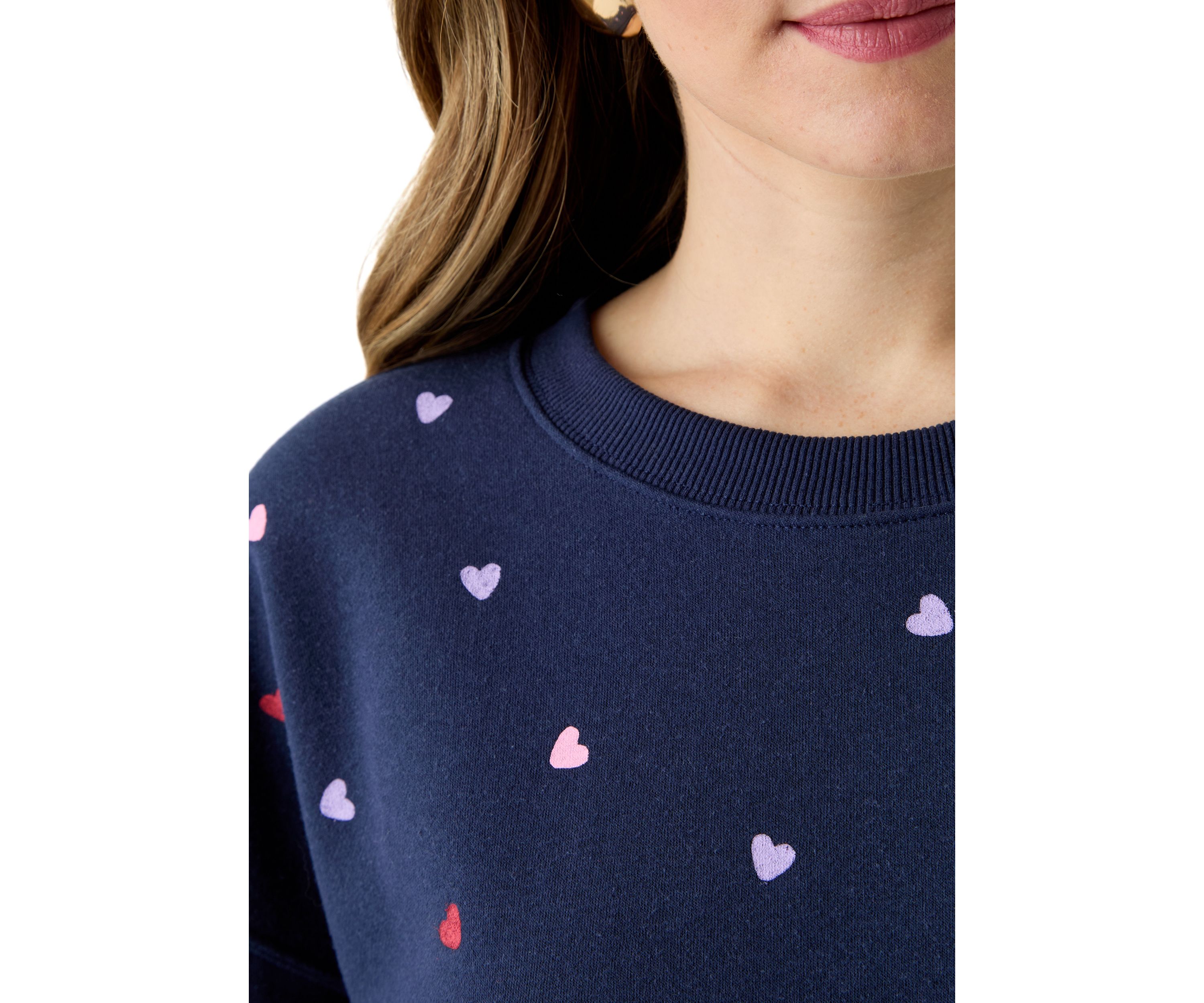 Womens Multi Heart Crew Sweatshirt 