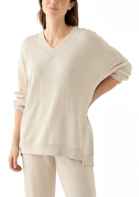 Womens Oversized V-Neck Sweatshirt
