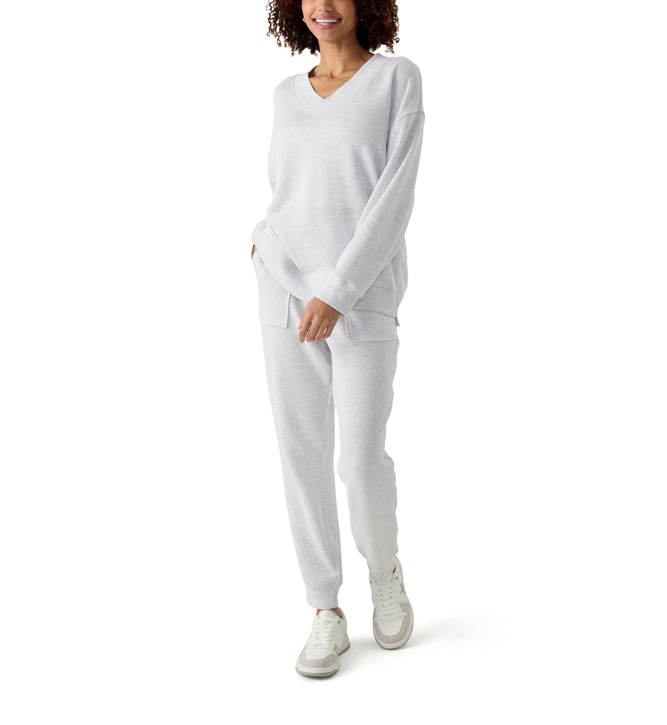 Womens Oversized V-Neck Sweatshirt