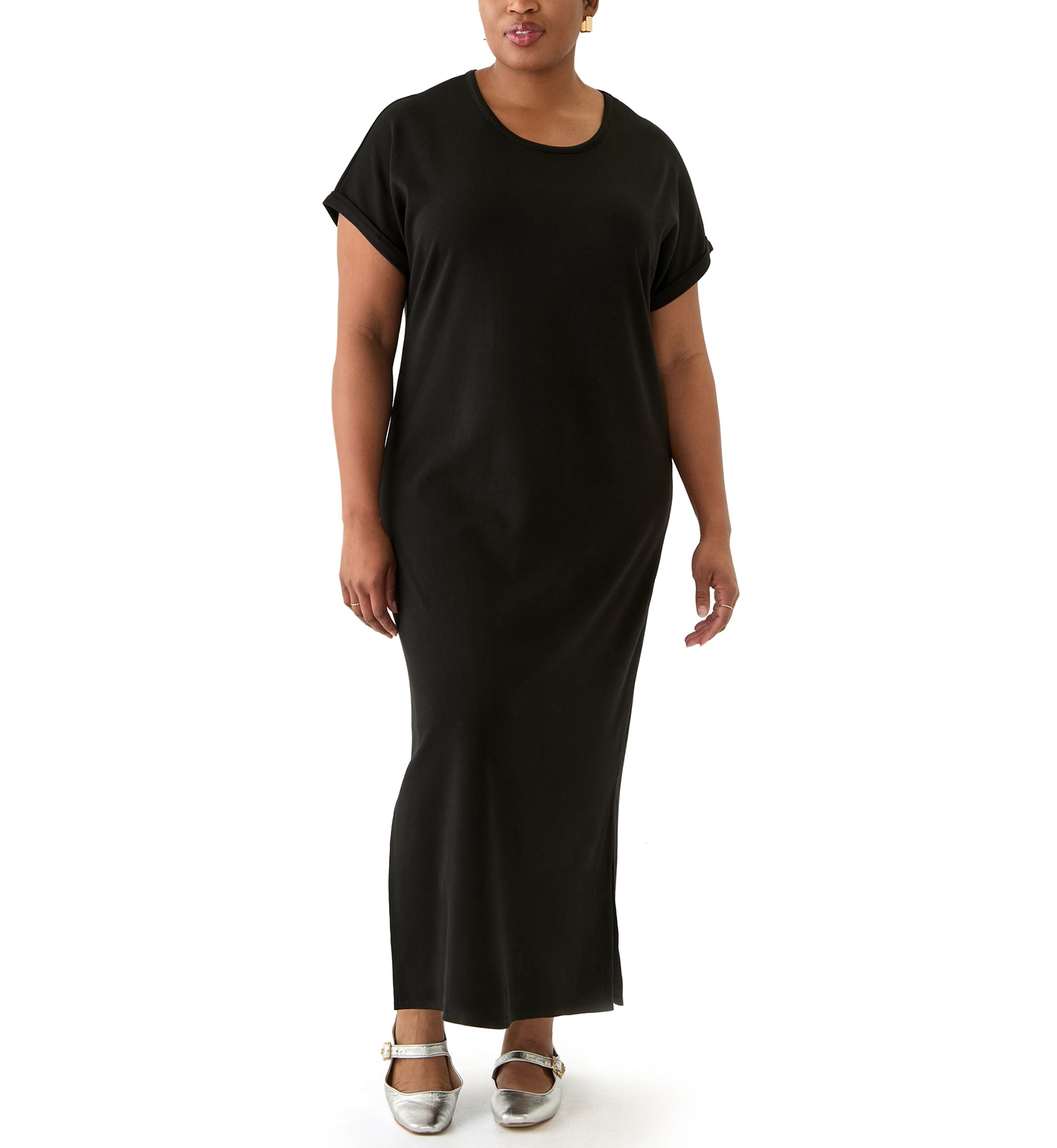 Plus Size Short Sleeve Knit Maxi Dress