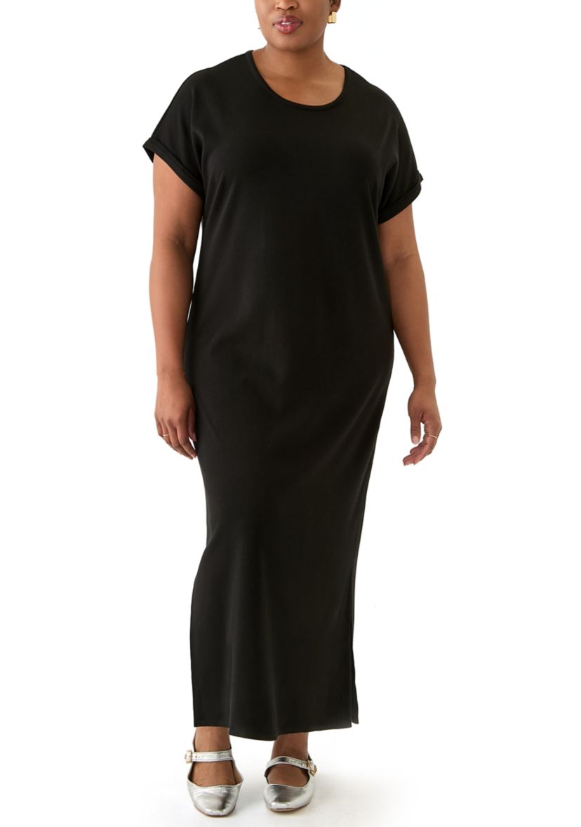 Plus Size Short Sleeve Knit Maxi Dress