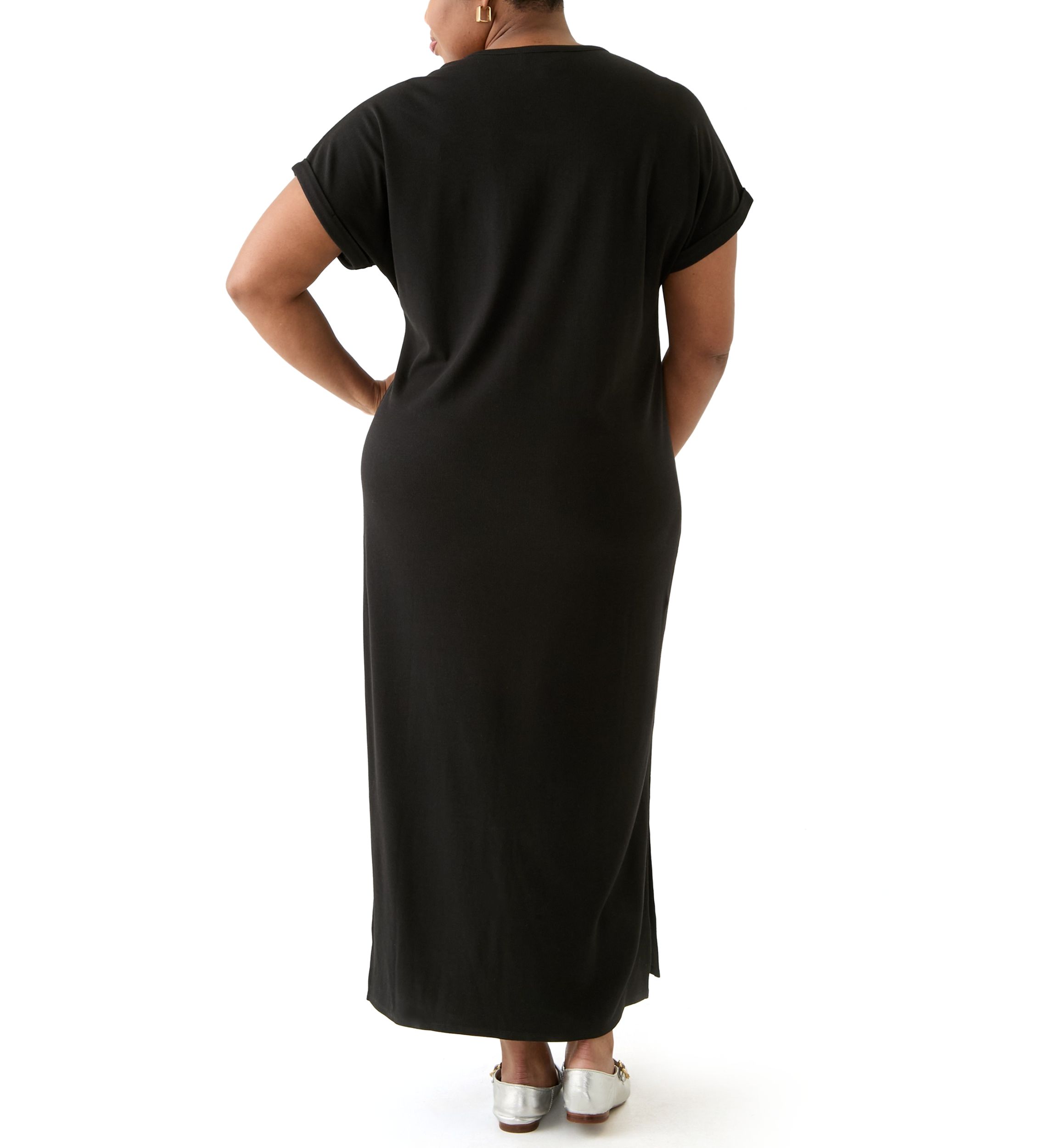Plus Size Short Sleeve Knit Maxi Dress