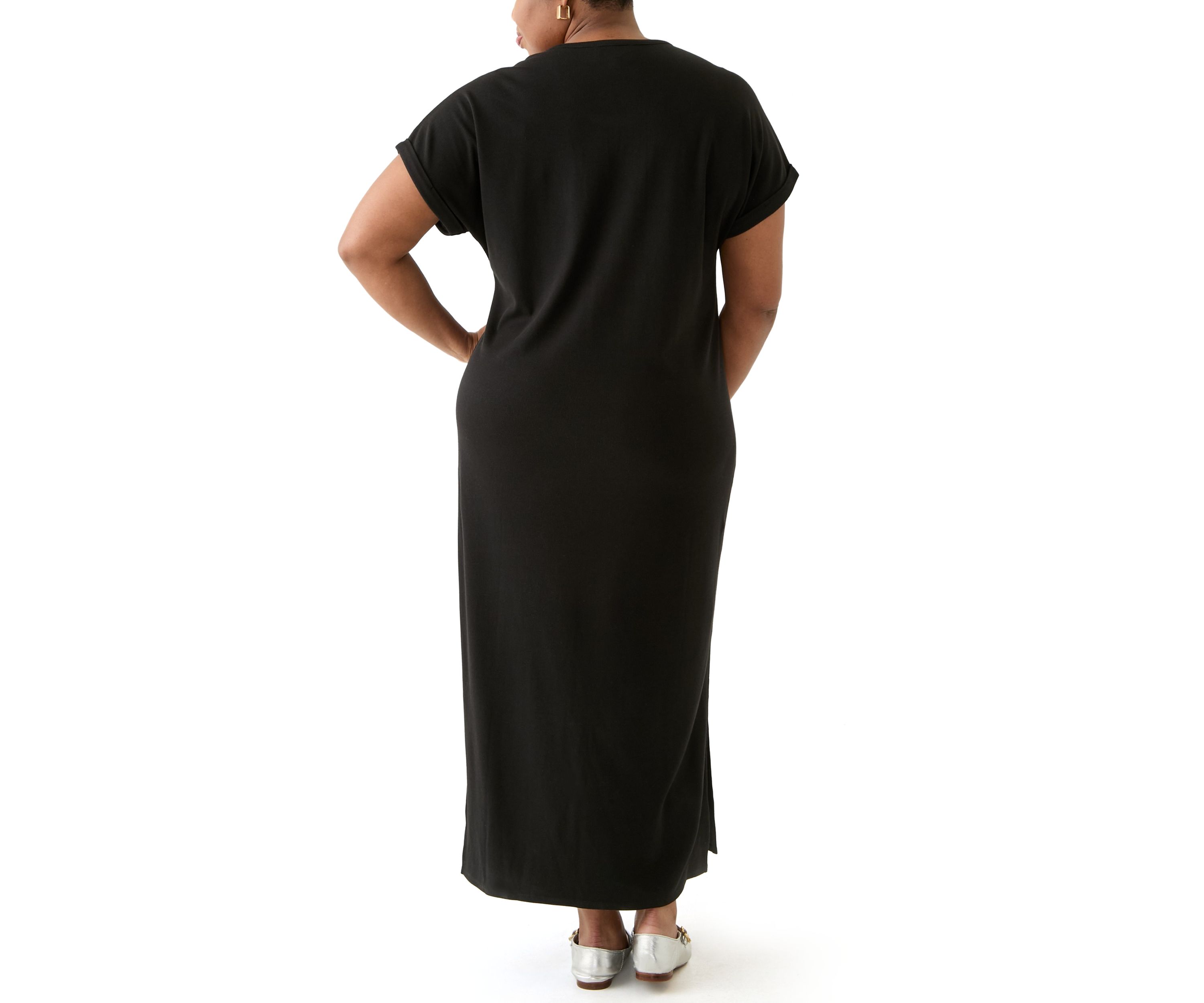 Plus Size Short Sleeve Knit Maxi Dress