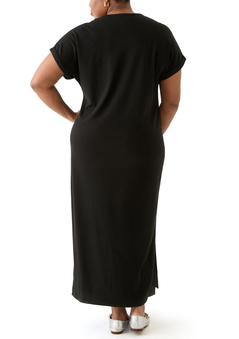 Plus Size Short Sleeve Knit Maxi Dress