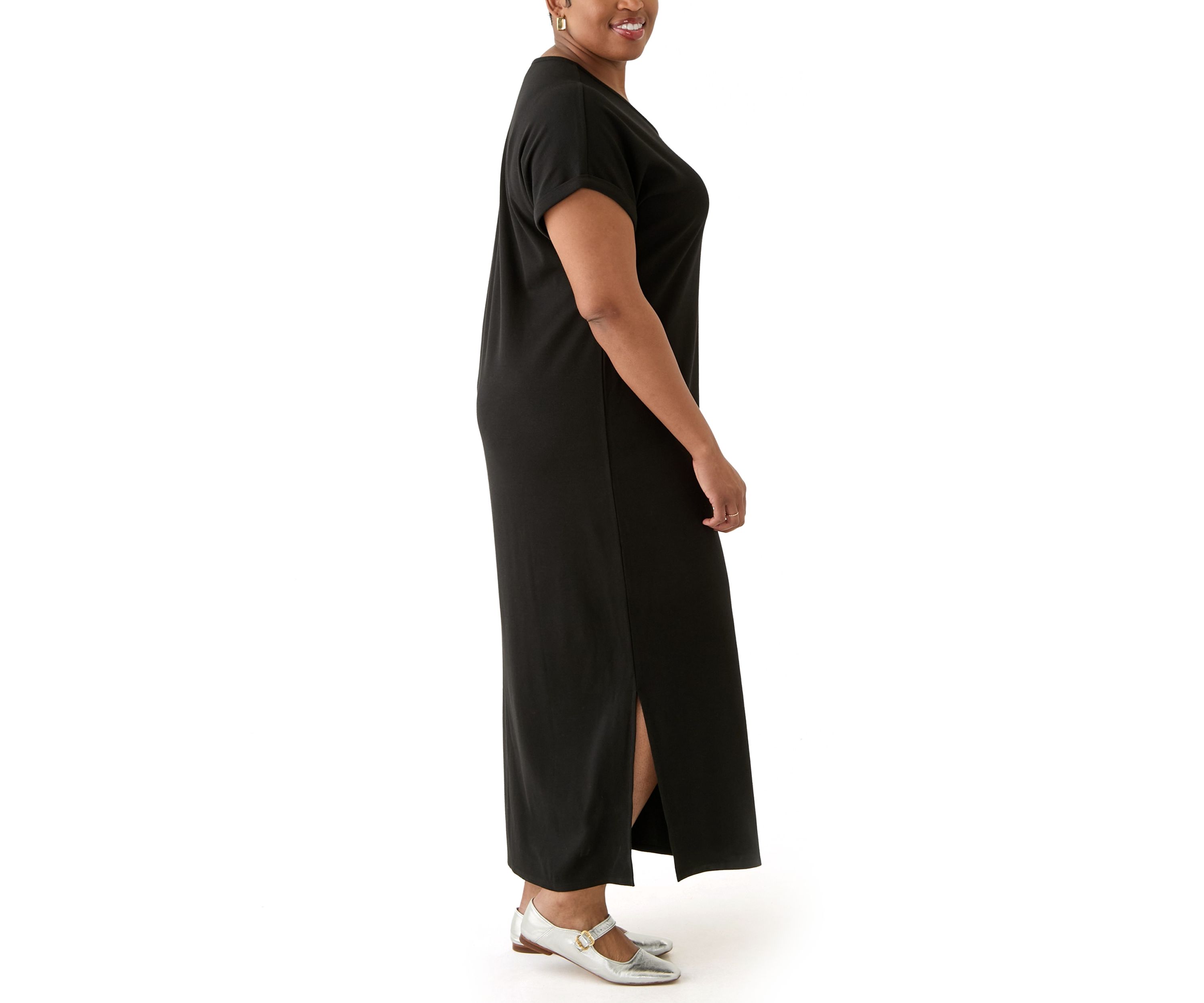 Plus Size Short Sleeve Knit Maxi Dress
