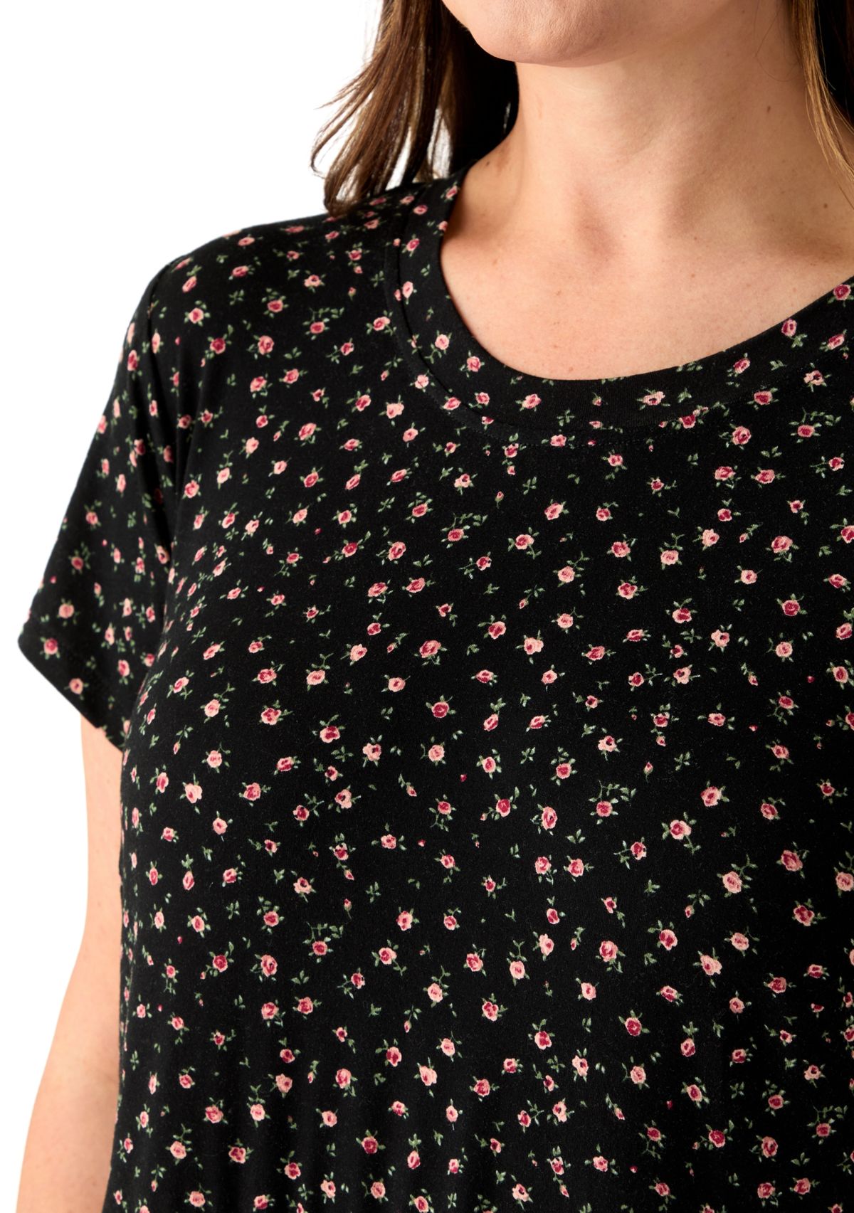 Plus Size Short Sleeve Tiered Floral Dress