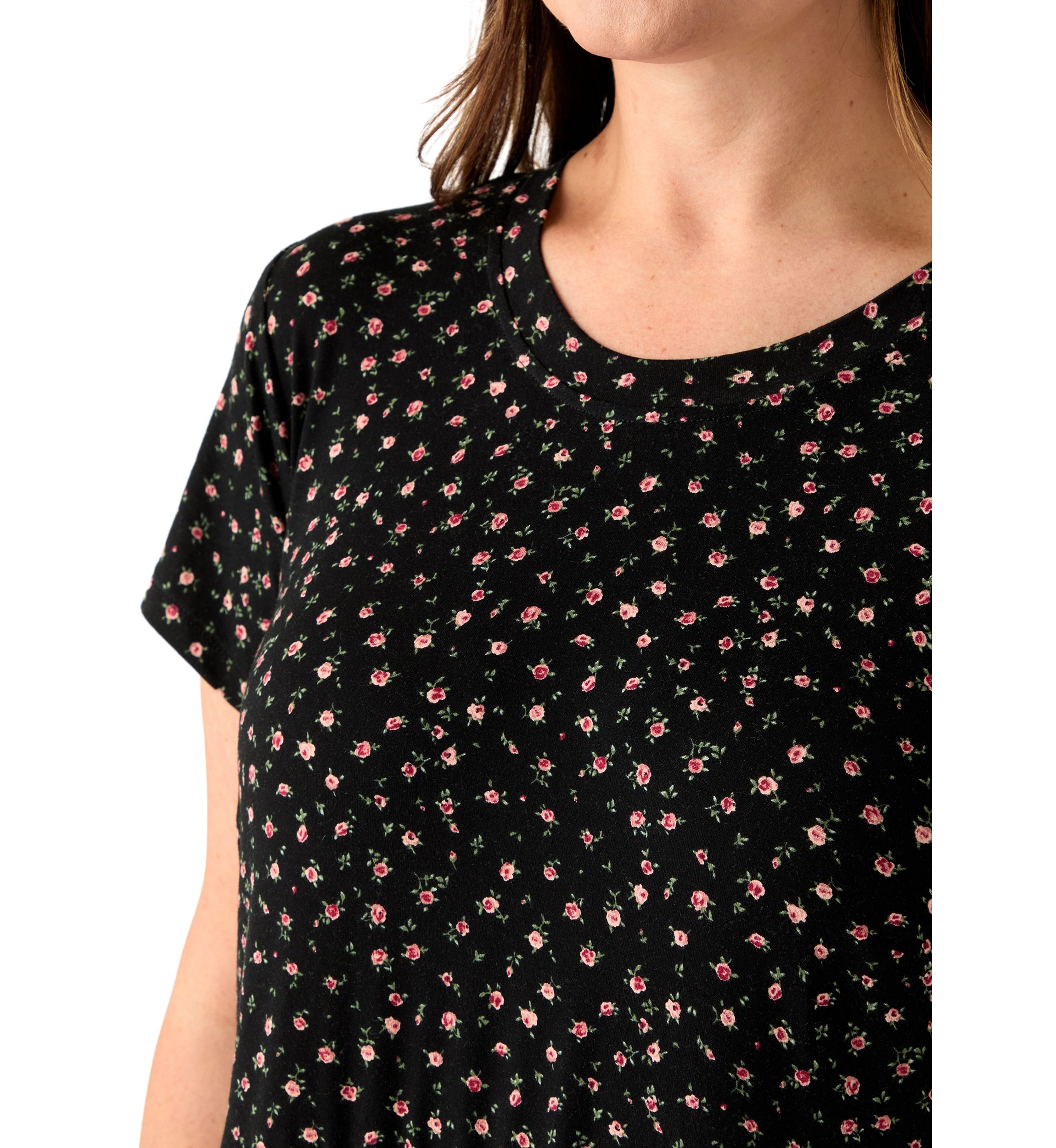 Plus Size Short Sleeve Tiered Floral Dress