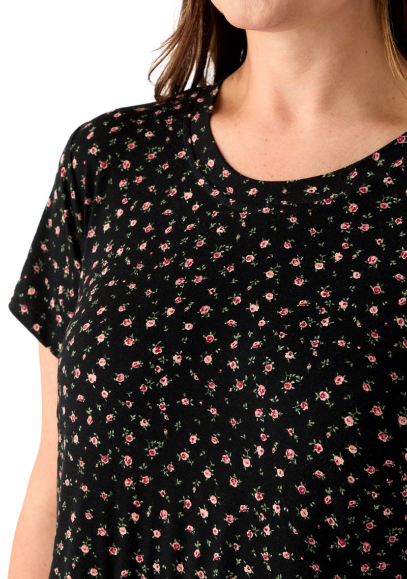 Plus Size Short Sleeve Tiered Floral Dress