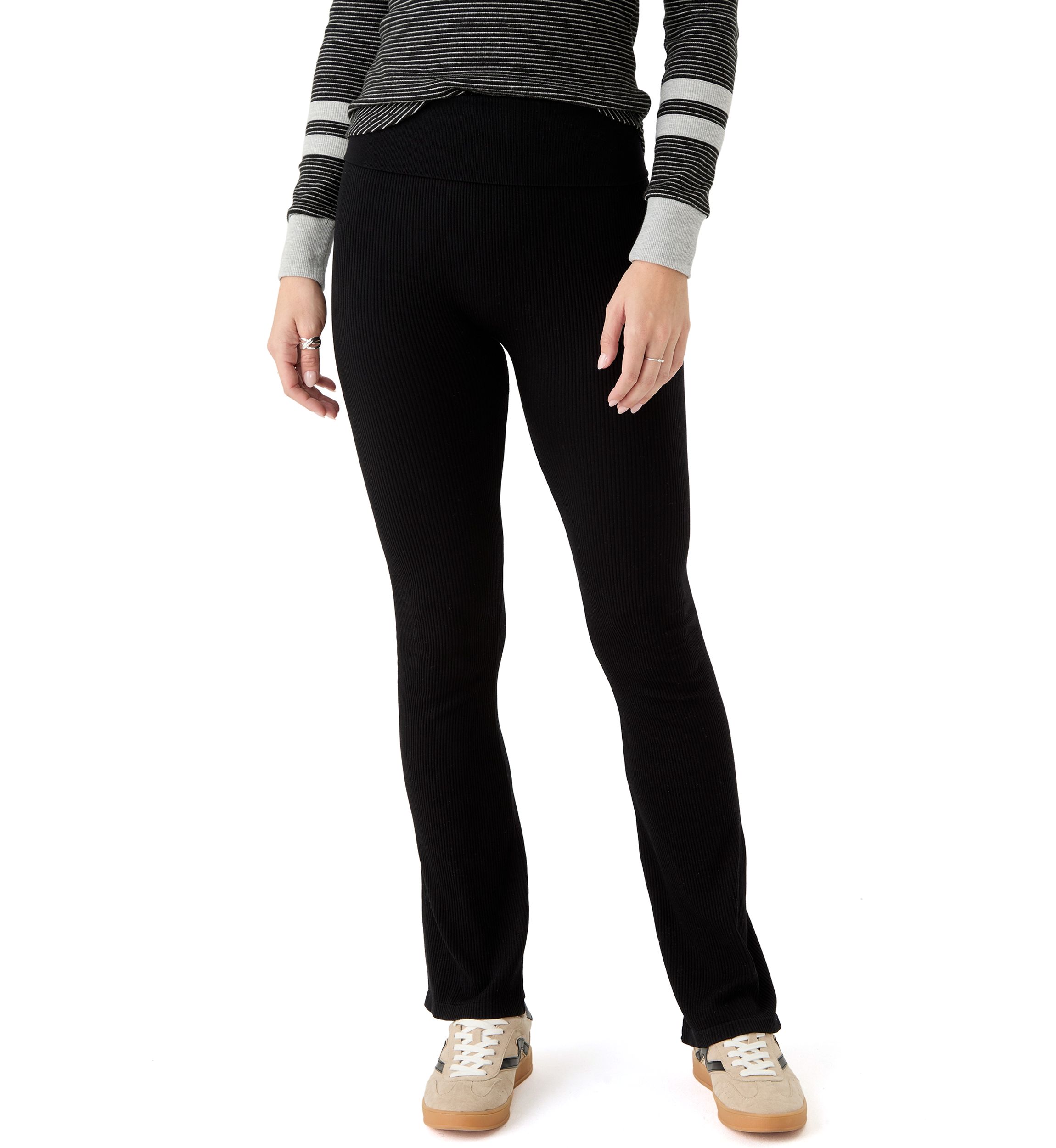 Womens Foldover Waist Flare Pants