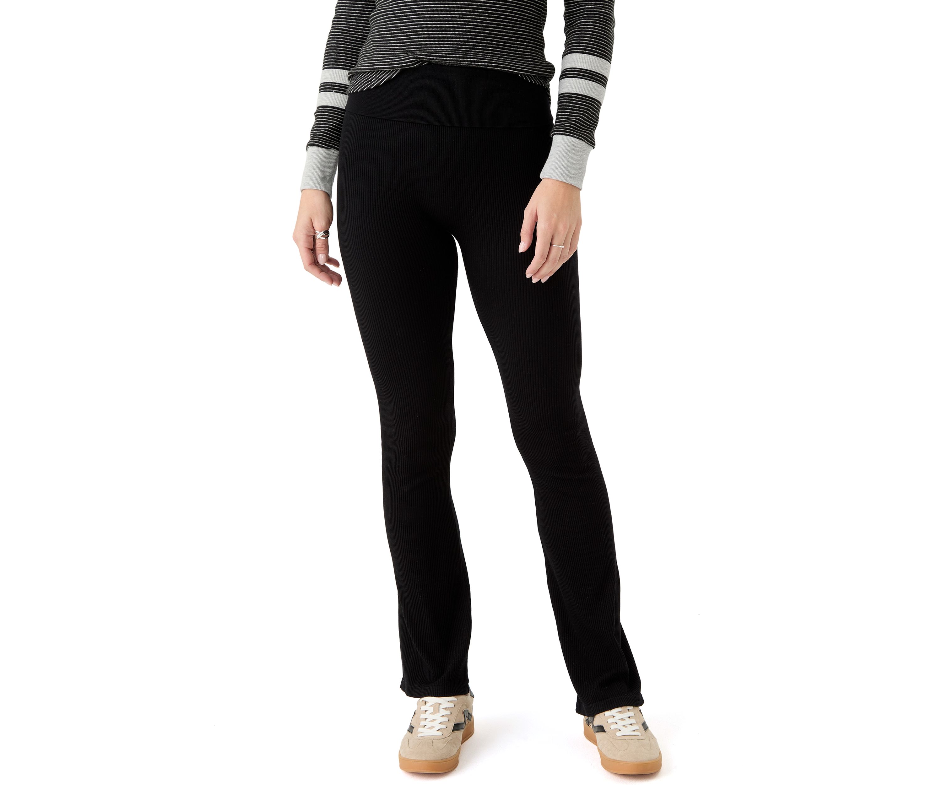 Womens Foldover Waist Flare Pants