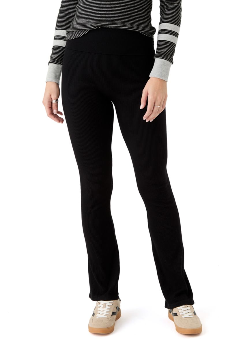 Womens Foldover Waist Flare Pants