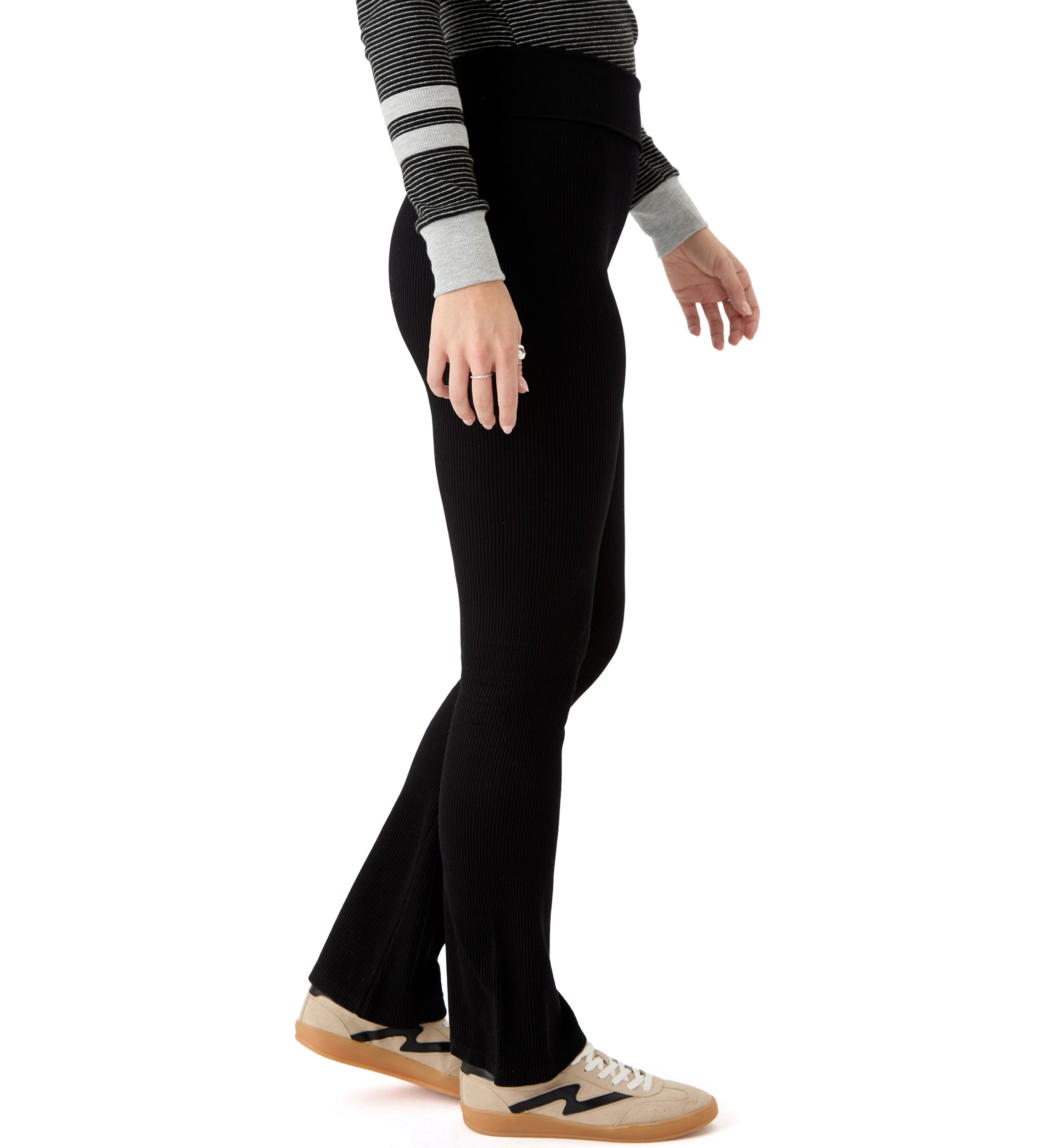 Womens Foldover Waist Flare Pants