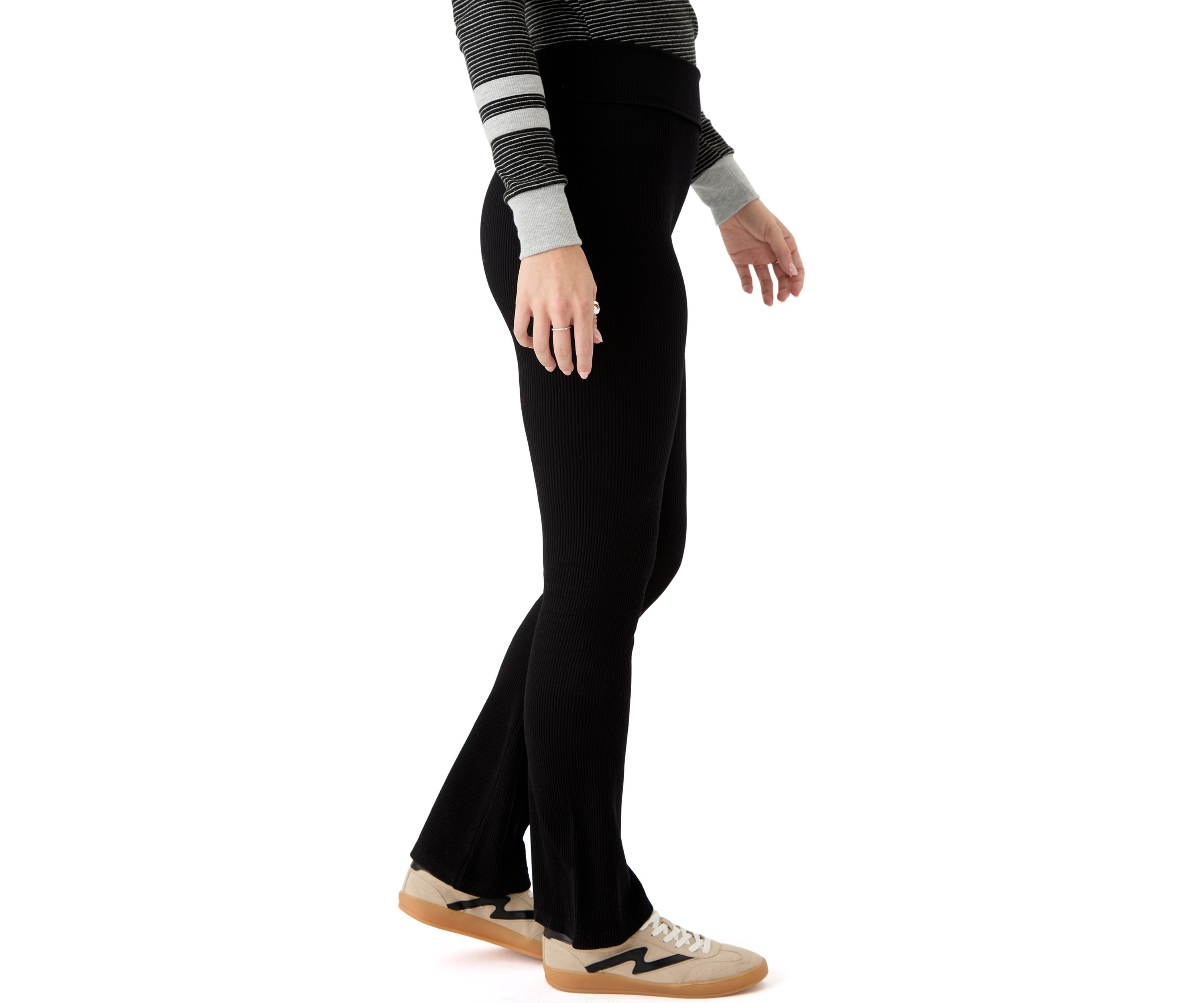 Womens Foldover Waist Flare Pants