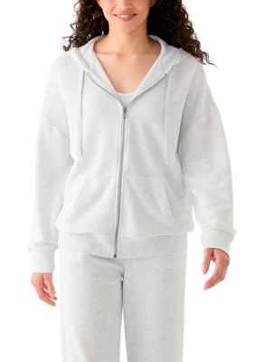 OLIVE + OAK Women's Full Zip Hoodie, White, Small