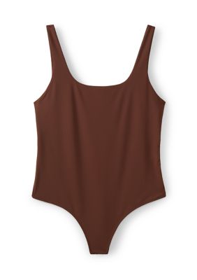 OLIVE + OAK Women's Sleeveless Tank Bodysuit, Brown, XL