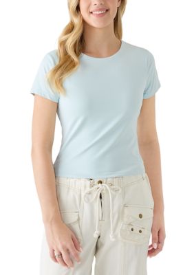 OLIVE + OAK Women's Crew Neck T-Shirt, Light Blue, XL