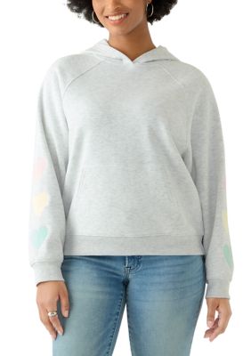 OLIVE + OAK Women's 3 Hearts Raglan Sleeve Hoodie, Grey, XL