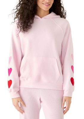 OLIVE + OAK Women's 3 Hearts Raglan Sleeve Hoodie, Pink, XL