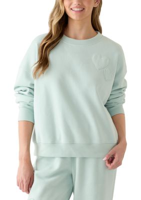 OLIVE + OAK Women's Drop Shoulder Crew Sweatshirt with Appliqué, Sage, XS