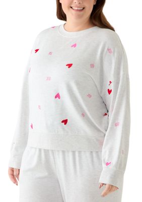 OLIVE + OAK Women's Plus Size Long Sleeve Appliqué Sweatshirt, Grey, 4X
