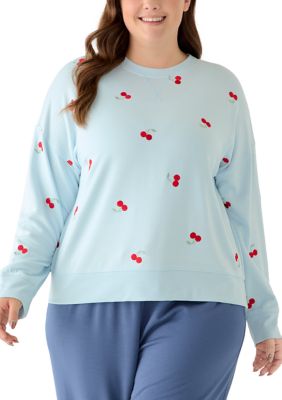 OLIVE + OAK Women's Plus Size Long Sleeve Appliqué Sweatshirt, Blue, 4X
