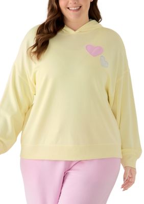 OLIVE + OAK Women's Plus Size Embroidered Hooded Sweatshirt, Yellow, 4X