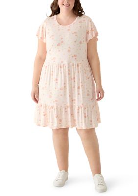 OLIVE + OAK Women's Plus Size Flutter Sleeve Tiered Dress, 3X