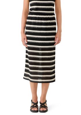 OLIVE + OAK Women's Striped Side Slit Midi Skirt, XL