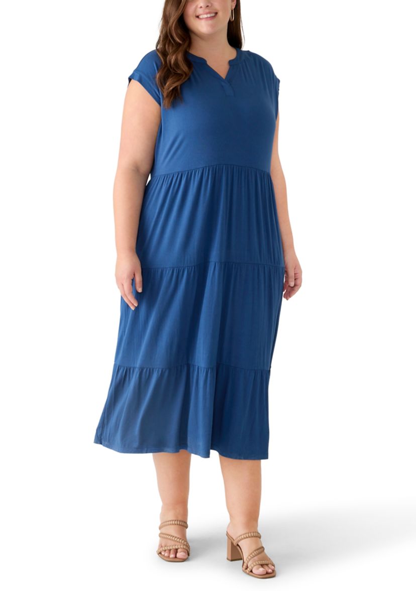 boutique plus size drop waist midi dress brand Plus Size Drop Waist Mix Media Midi Dress
